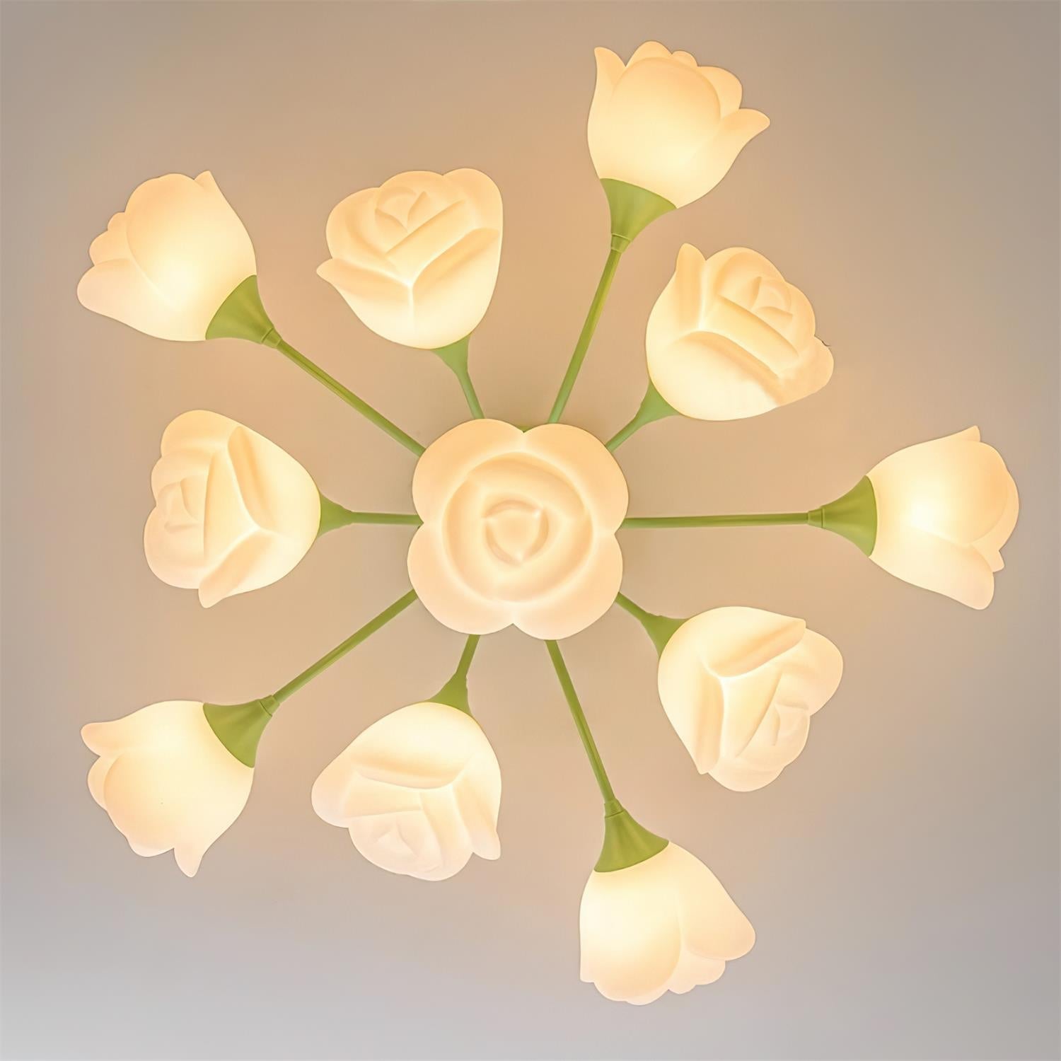 Rose Ceiling Light Sculpted Petals Soft Glow - Letslighting