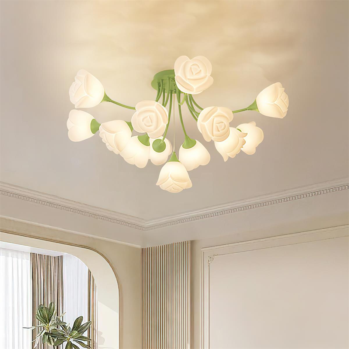 Rose Ceiling Lamp Floral Shade Romantic Glow - Letslighting