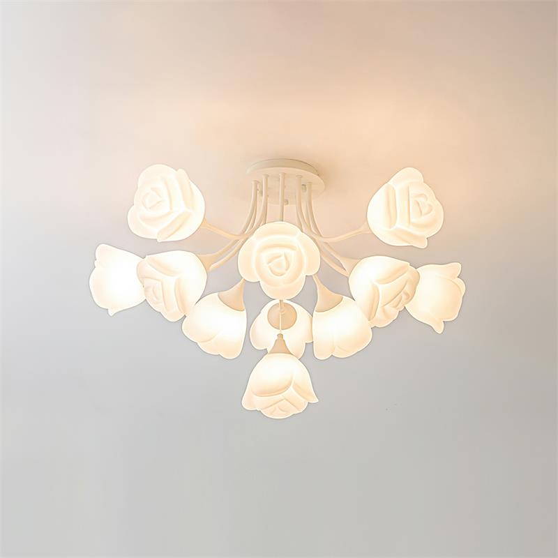 Rose Ceiling Light Sculpted Petals Soft Glow - Letslighting