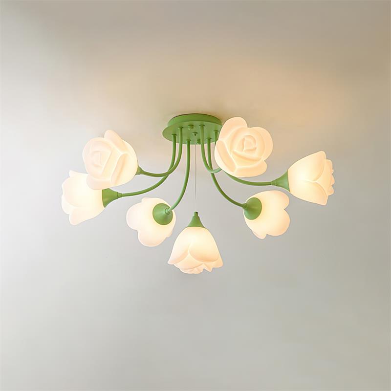 Rose Ceiling Light Sculpted Petals Soft Glow - Letslighting