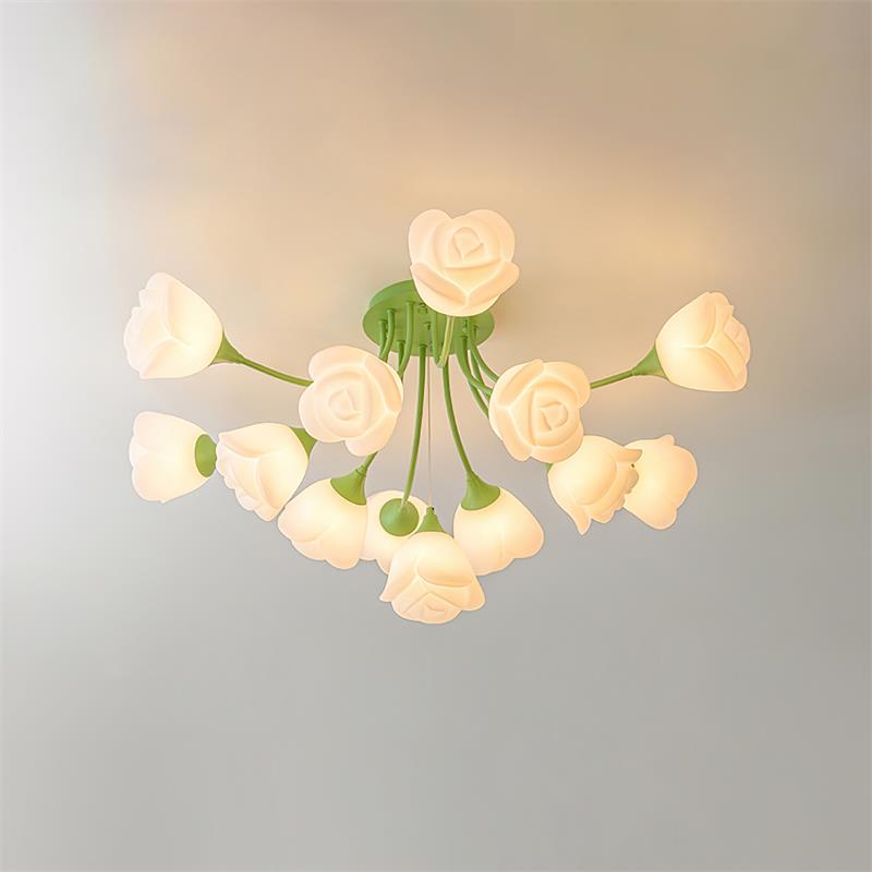 Rose Ceiling Light Sculpted Petals Soft Glow - Letslighting