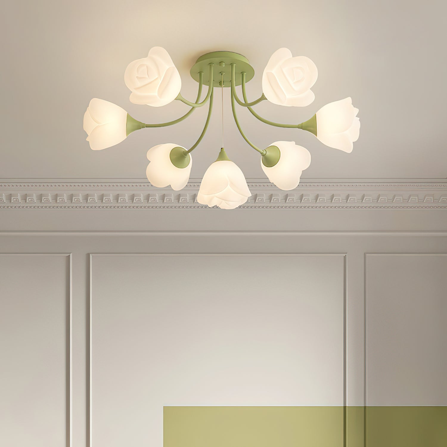 Rose Ceiling Light Sculpted Petals Soft Glow - Letslighting