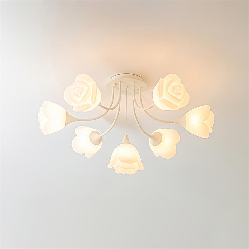 Rose Ceiling Light Sculpted Petals Soft Glow - Letslighting