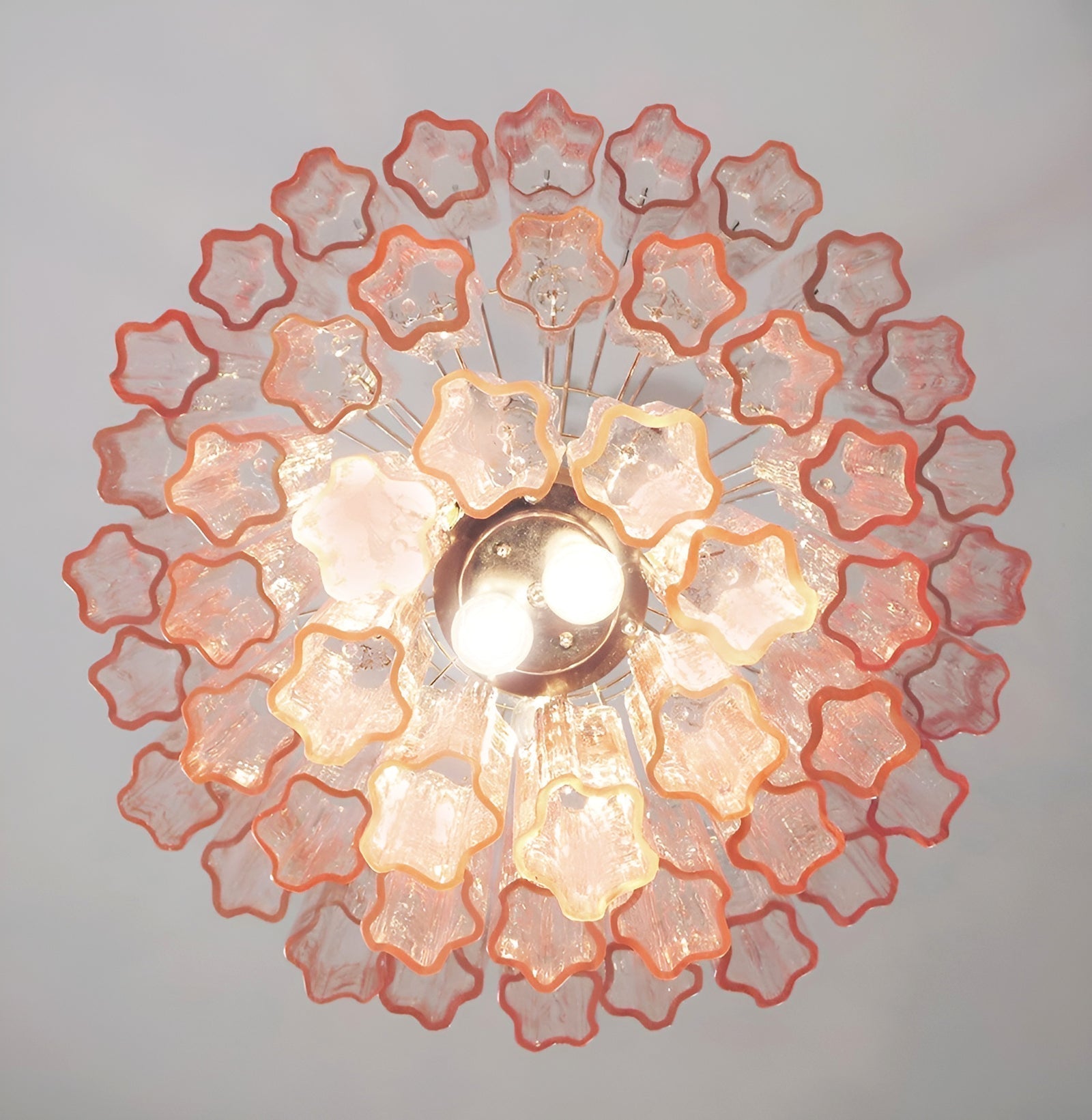 Aurora Chandelier Pink Glass Tubes Layered Modern - Letslighting