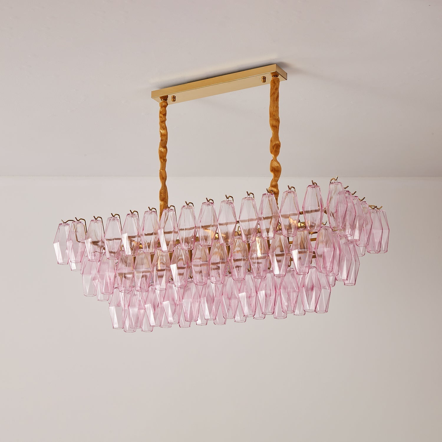 Aurora Chandelier Rose Prism Glass Rectangular Layered - Letslighting