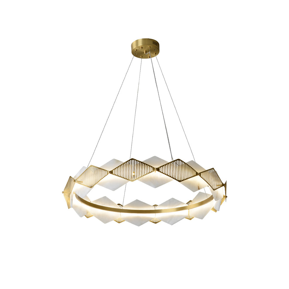 Etalarae Modern Minimalist Rote LED Alabaster Chandelier - Lamp Copper