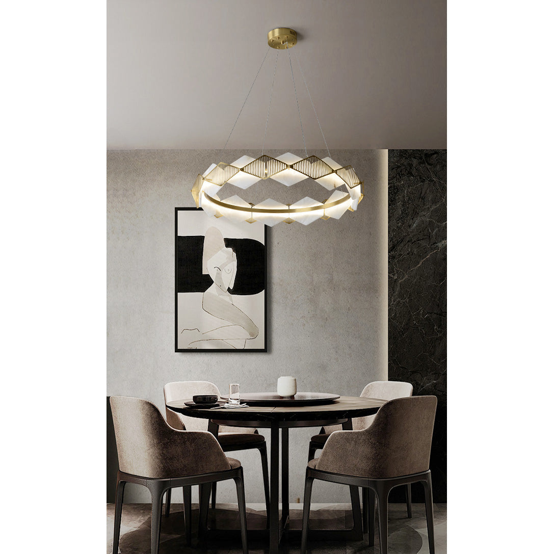 Etalarae Modern Minimalist Rote LED Alabaster Chandelier - Lamp Copper