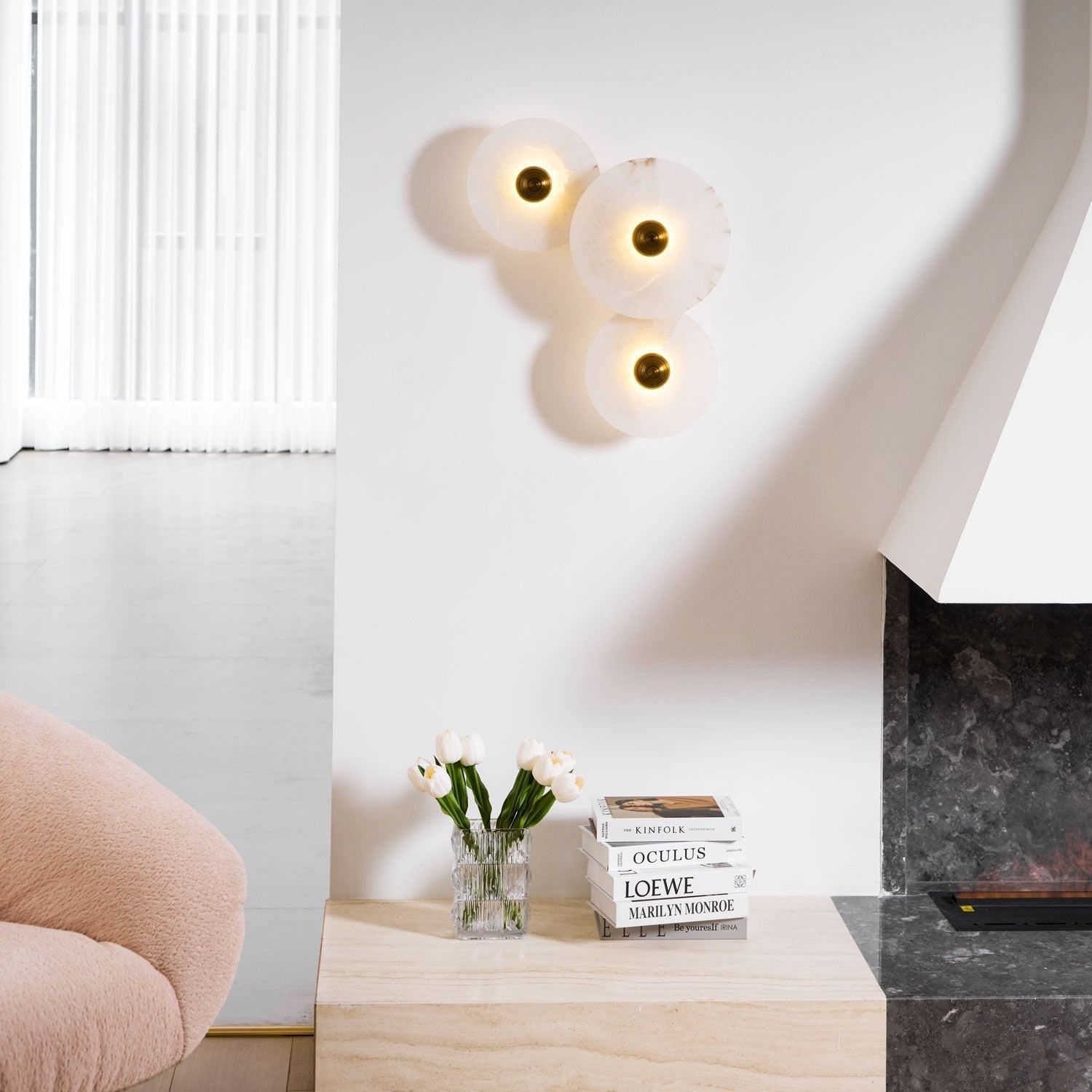 Selene Minimalist Alabaster Ceiling Light - Blowlighting