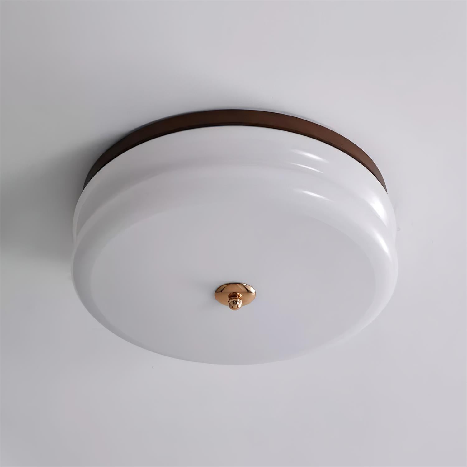Ceiling Light Double-Layer Glass Disc Walnut Wood Minimalist - Letslighting