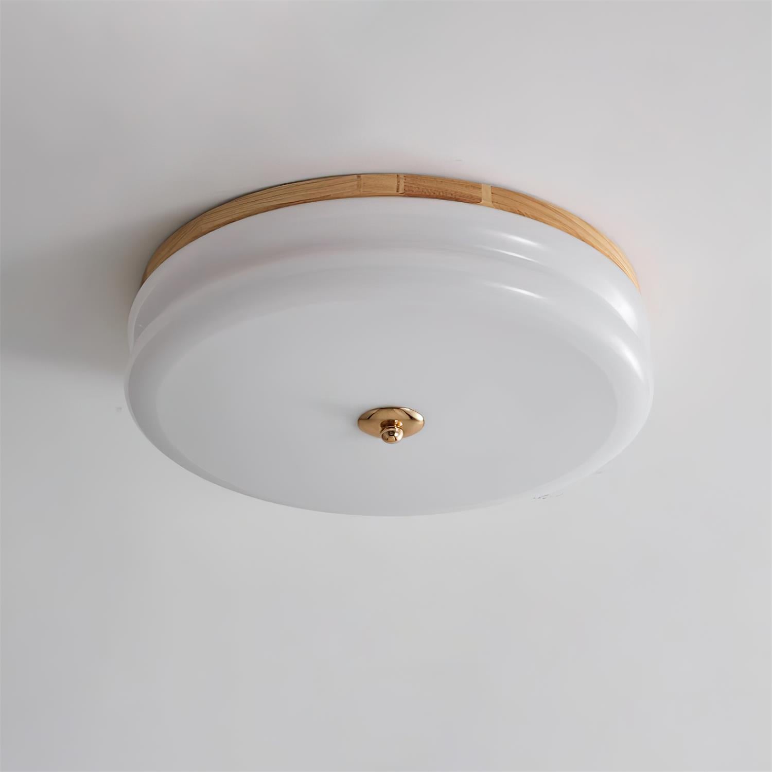 Ceiling Light Double-Layer Glass Disc Walnut Wood Minimalist - Letslighting