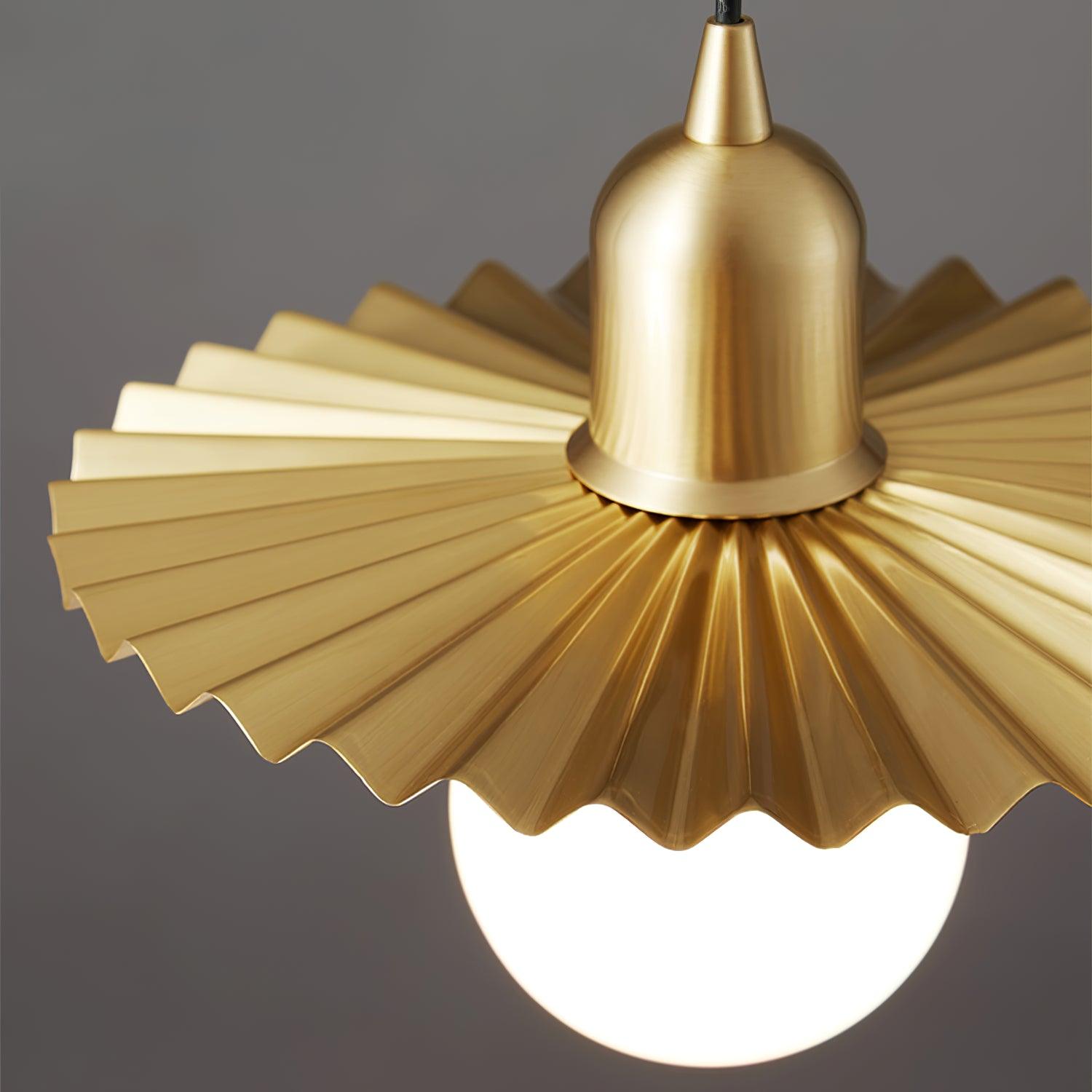 Rozeta Pendant Light Brass Pleated Modern - Letslighting