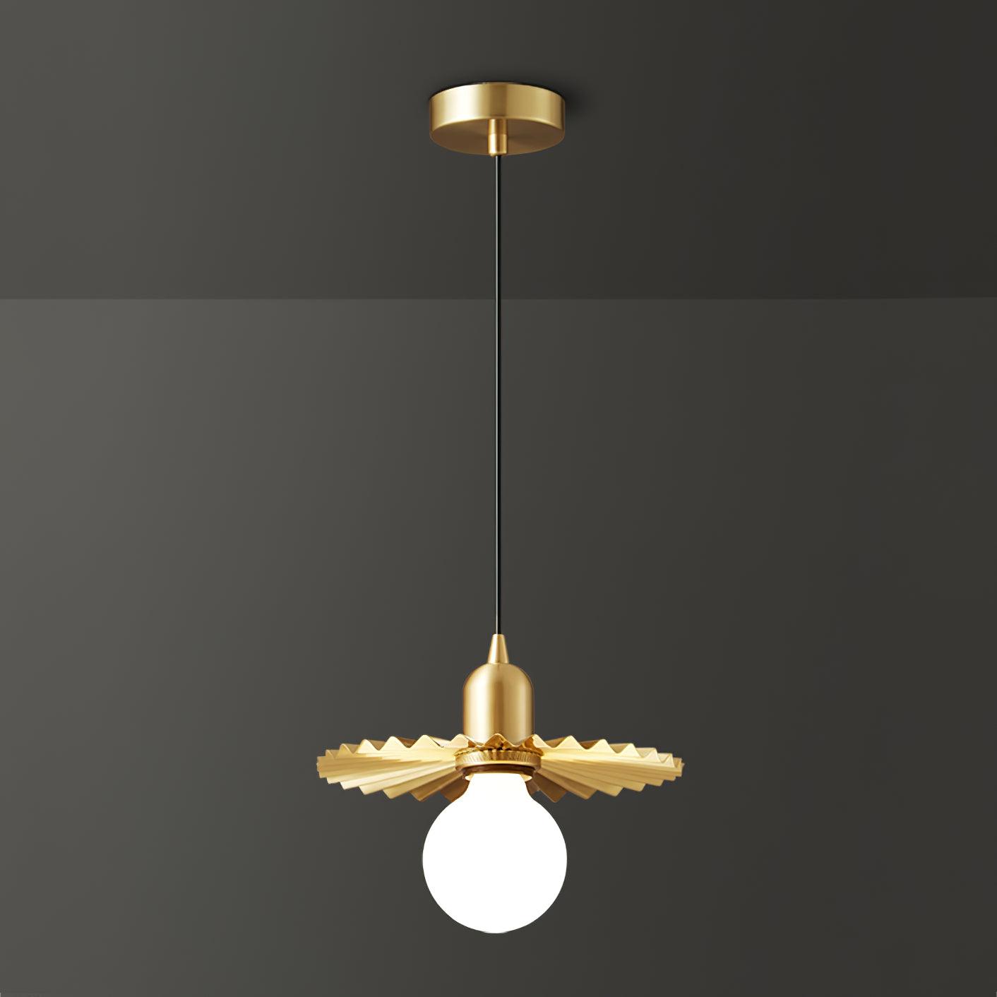 Rozeta Pendant Light Brass Pleated Modern - Letslighting