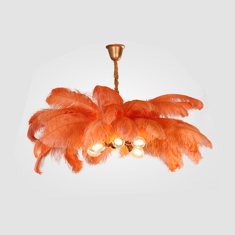 O'Moore Suspension Fleur Moderne, Cuivre/Plume, 8 Couleur, Salon