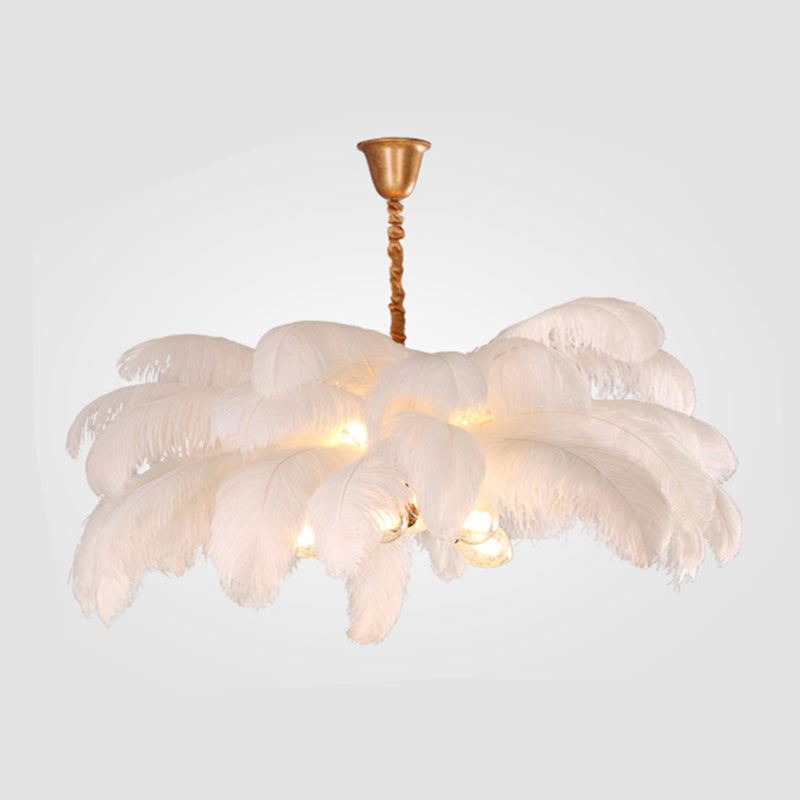 O'Moore Suspension Fleur Moderne, Cuivre/Plume, 8 Couleur, Salon