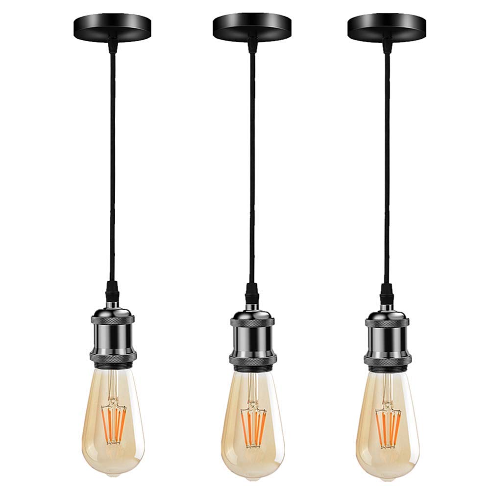 Silva Rétro LED Suspension Noir/Or Métal Verre Chambre À Coucher