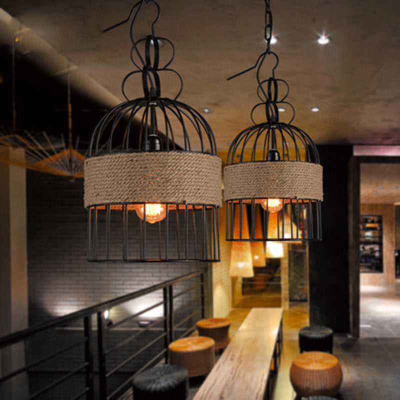 Epoch Design LED Cage à Oiseaux Suspension Métal/Corde Café/Bar/Restaurant