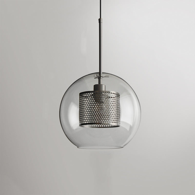 Kristy Suspension Globe/Cylindre Moderne, Métal/Verre, Doré/Argent, Salon