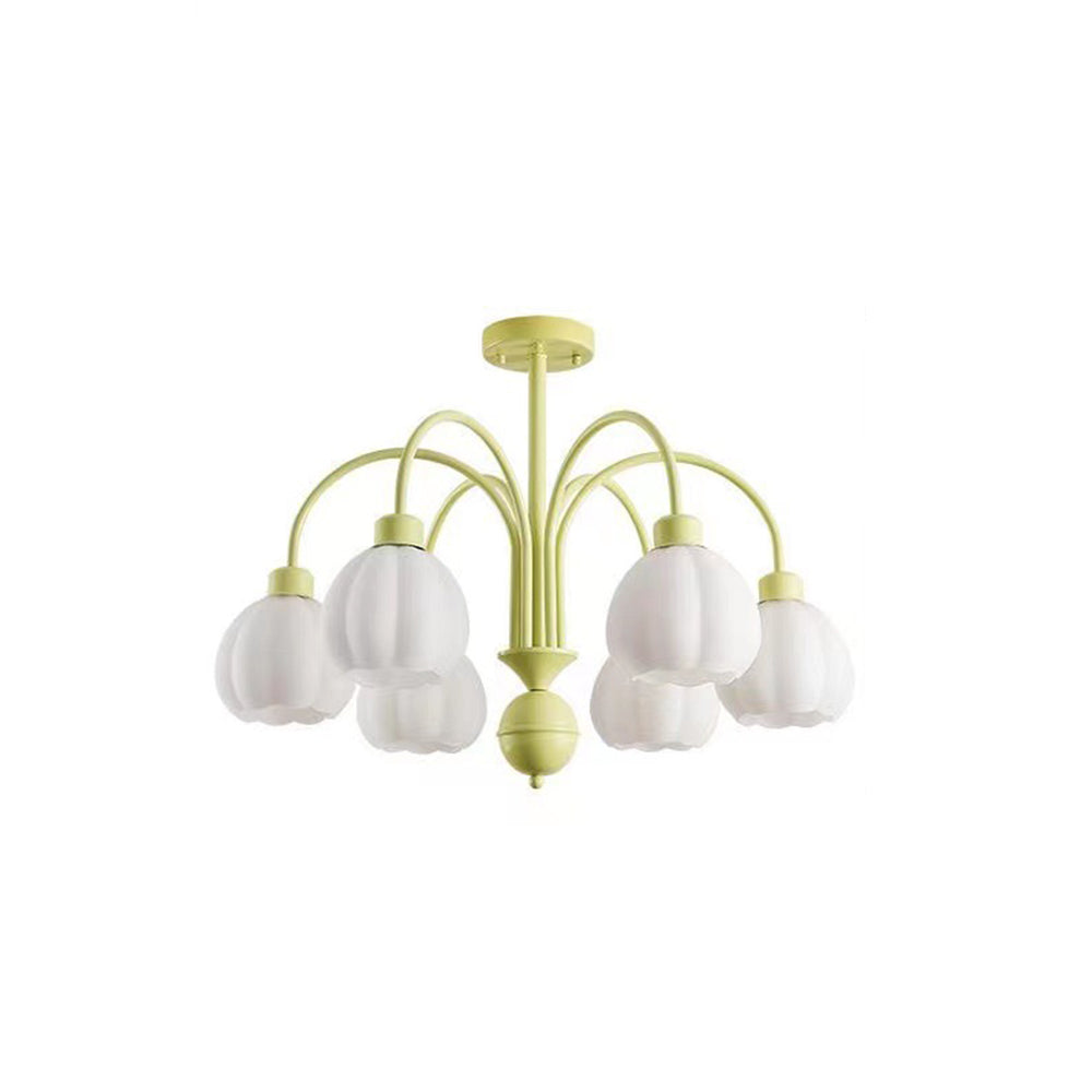 Arisha Suspension Multi Morandi, Métal/Verre, Blanc/Jaune, Couloir/Salon