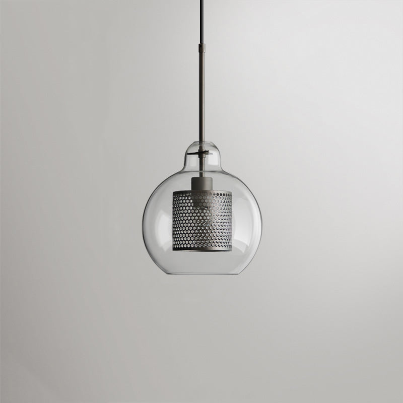 Kristy Suspension Globe/Cylindre Moderne, Métal/Verre, Doré/Argent, Salon