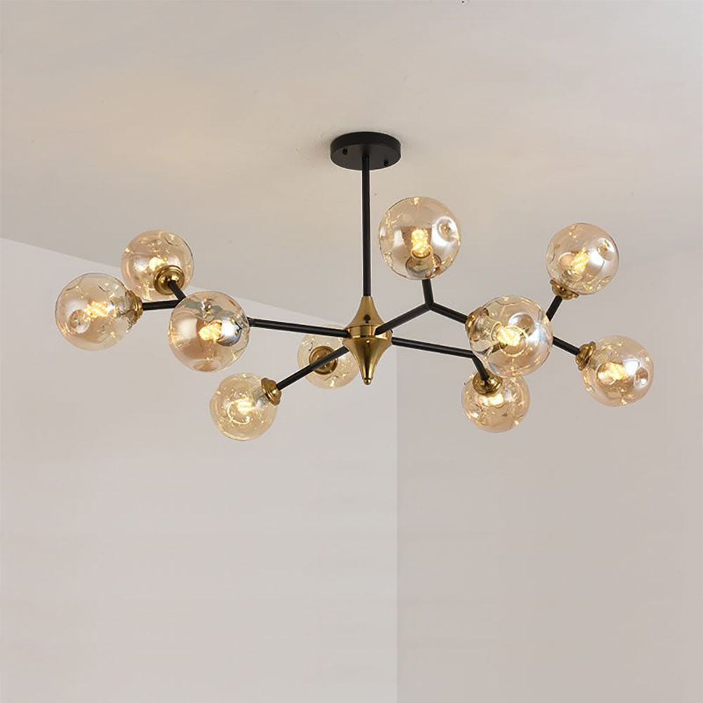 Valentina Lustre Art Deco Design Luminaires Suspensions Métal/Verre Ambre Chambre à Coucher/Salon