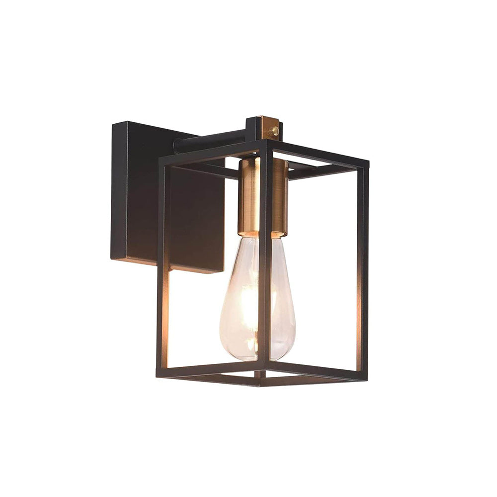 Silva Applique Murale à Miroir Carré Design LED Vintage Métal Noir Salle de Bain