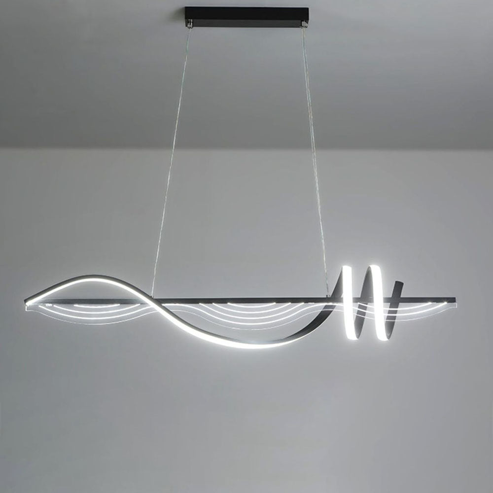 Arisha Style Géométrique Contemporain Linéaire Métal Suspension Blanc/Noir