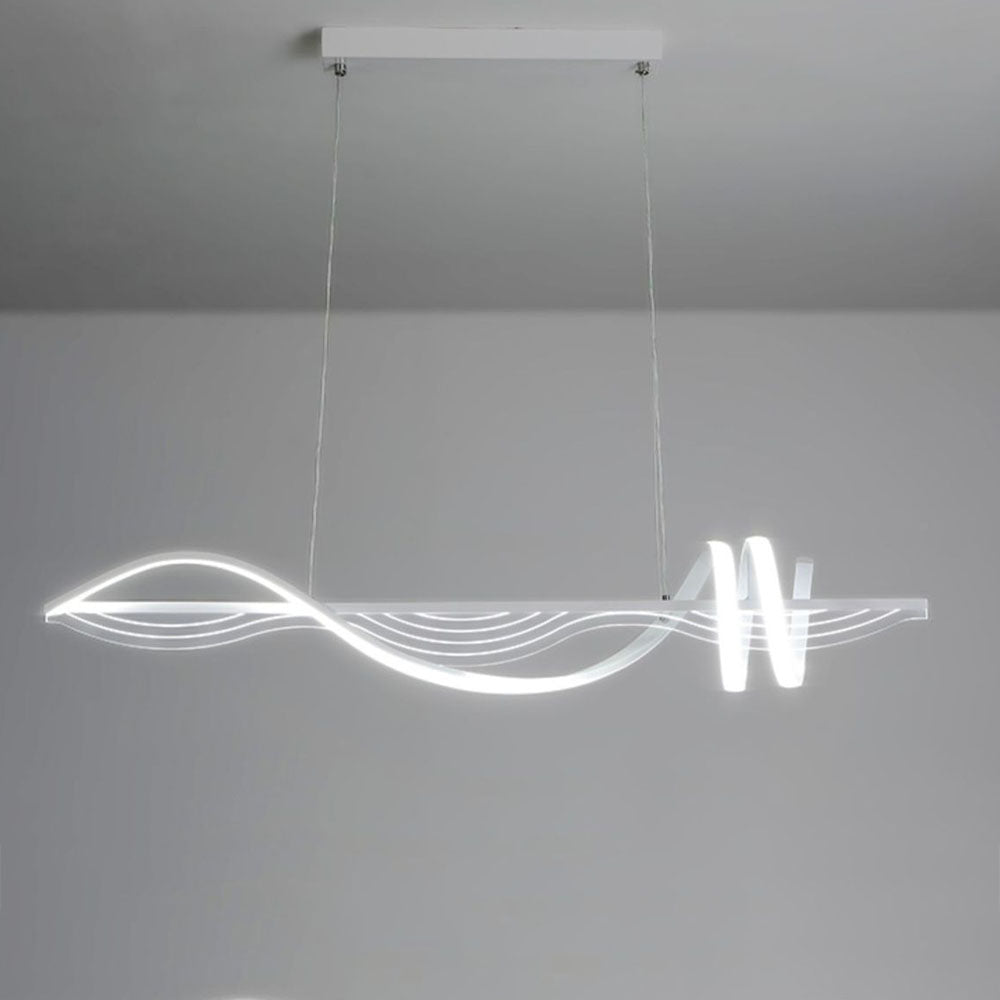 Arisha Style Géométrique Contemporain Linéaire Métal Suspension Blanc/Noir