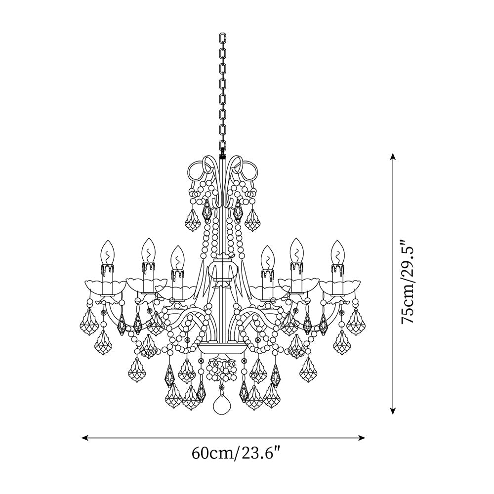 Chandelier Brass Body Crystal Pearl Drops Vintage Elegance - Letslighting