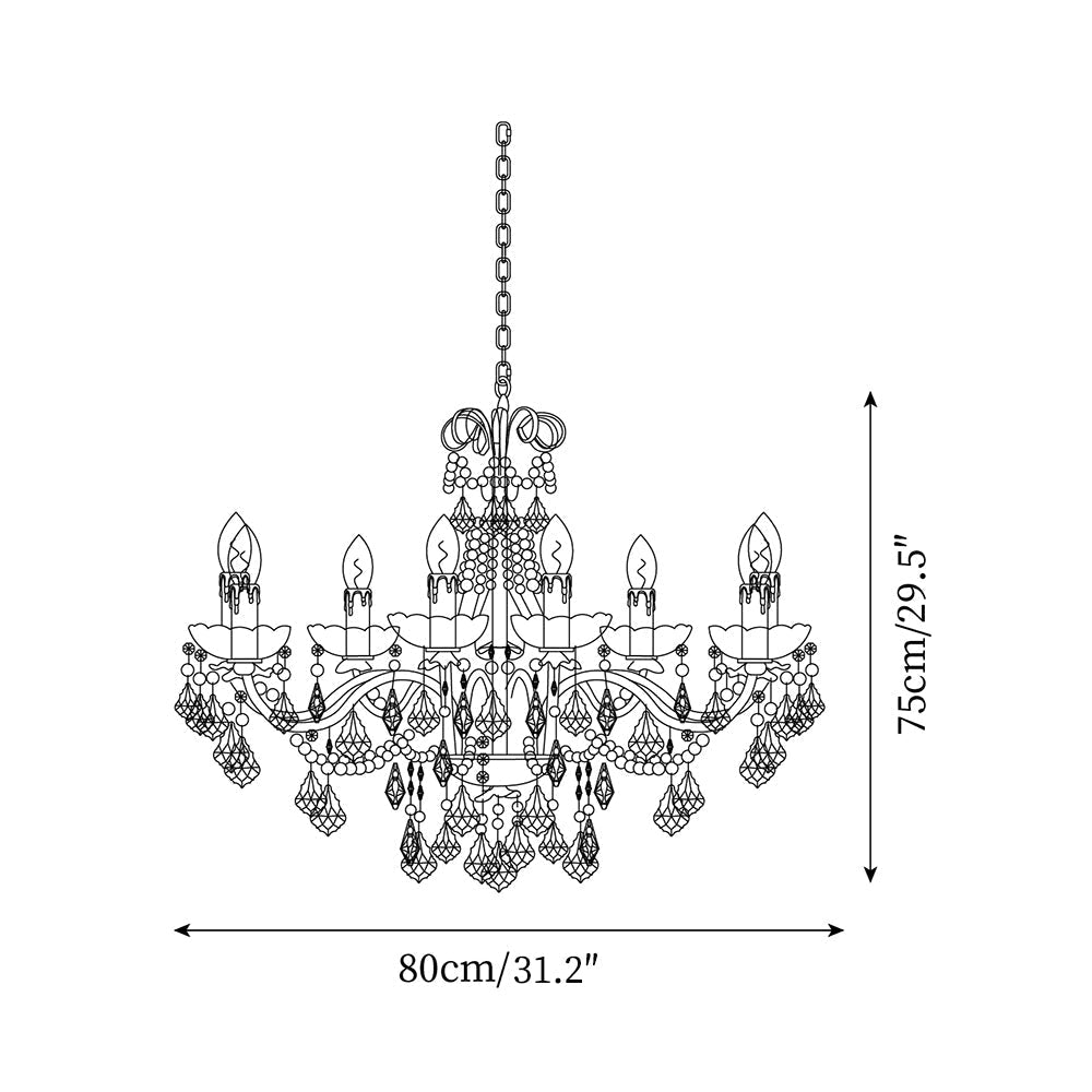 Chandelier Brass Body Crystal Pearl Drops Vintage Elegance - Letslighting