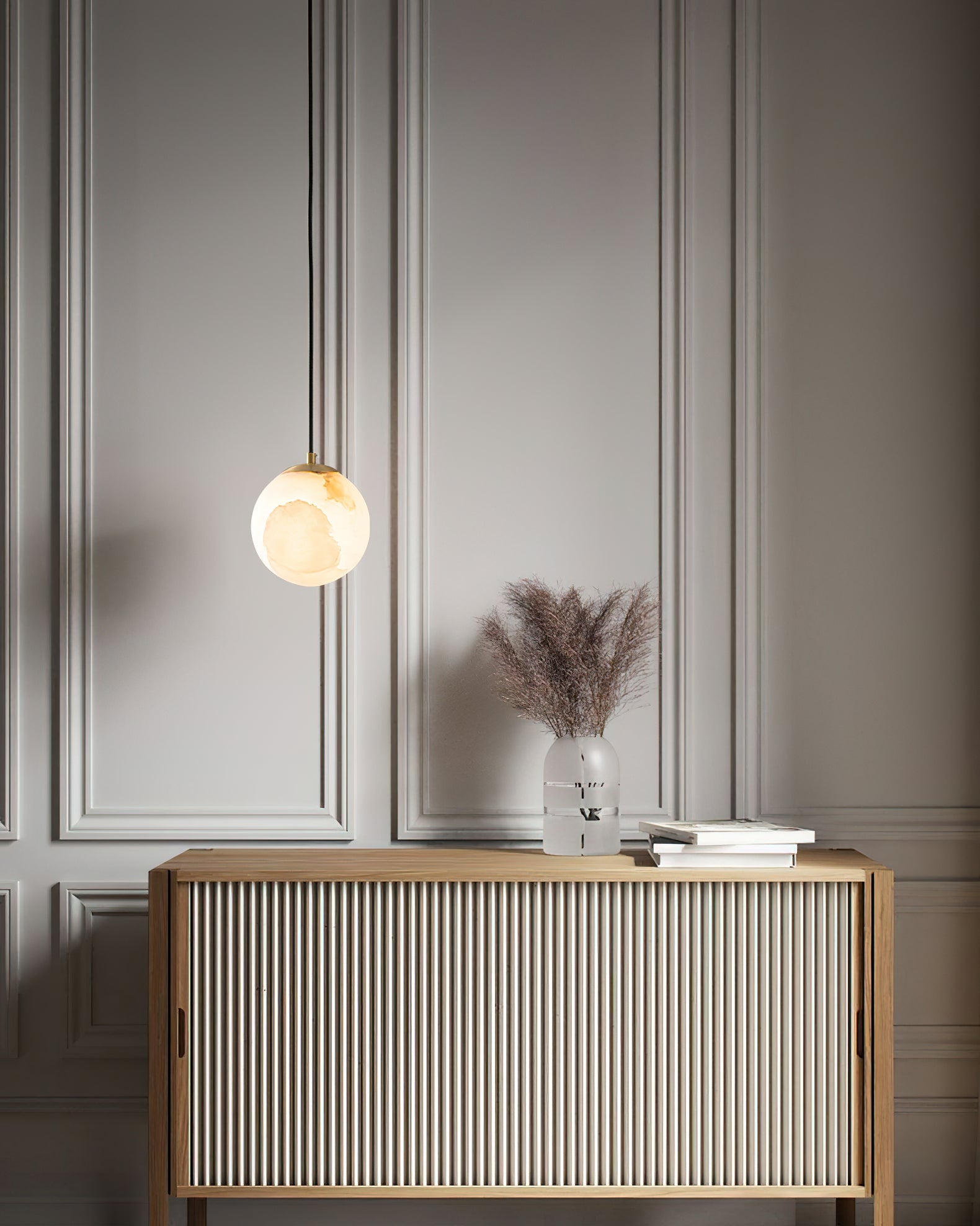 Uphaara Modern Minimalist Alabaster Pendant Light - Lamp Copper