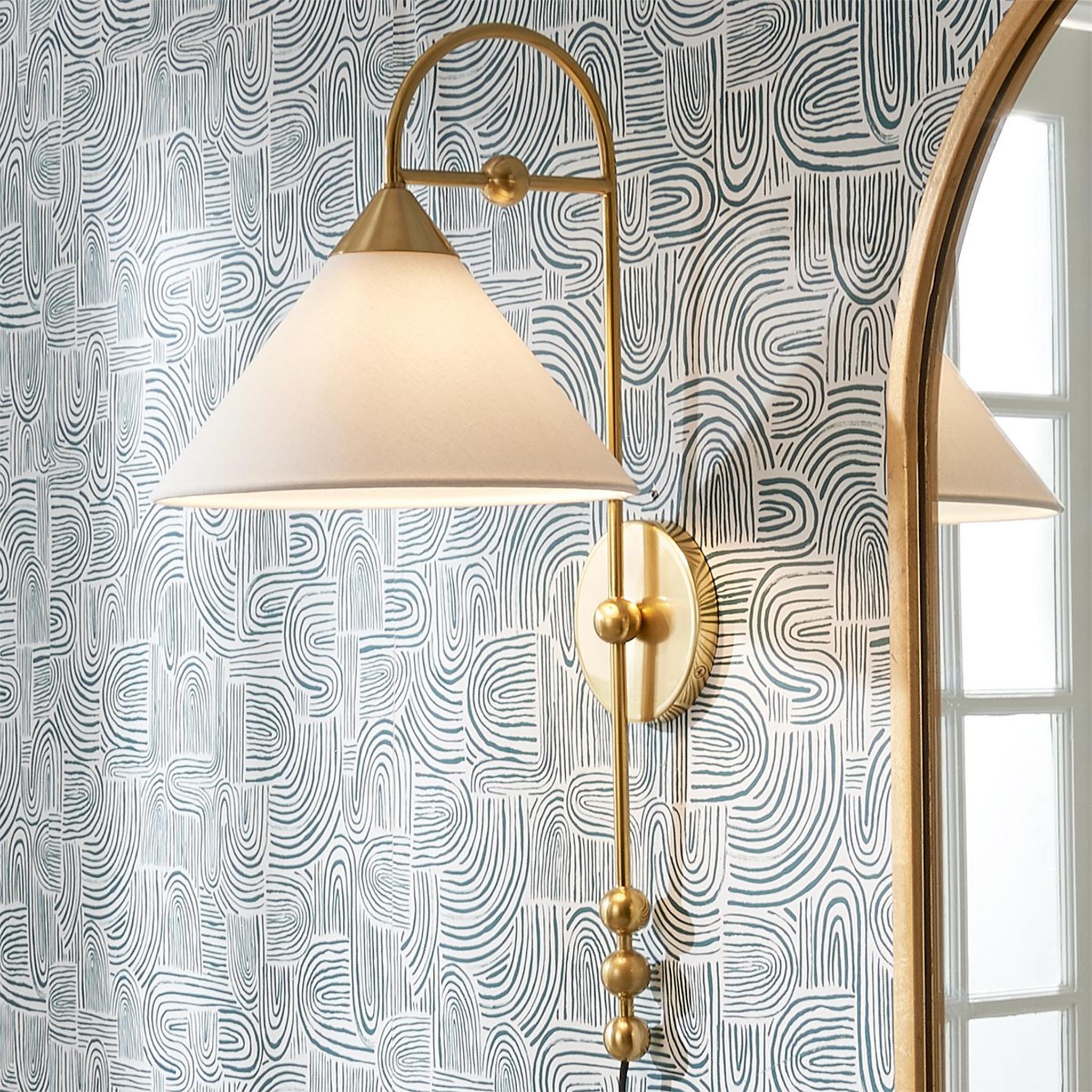 Cisorir Elegance Vintage Plug-In Brass Fabric Sconce Wall Lamp - Lamp Copper