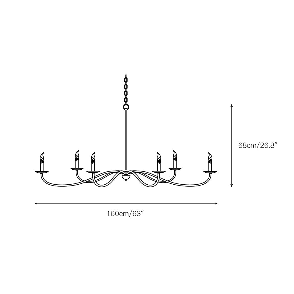 Varese Chandelier 6-Light Candle - Lamp Copper