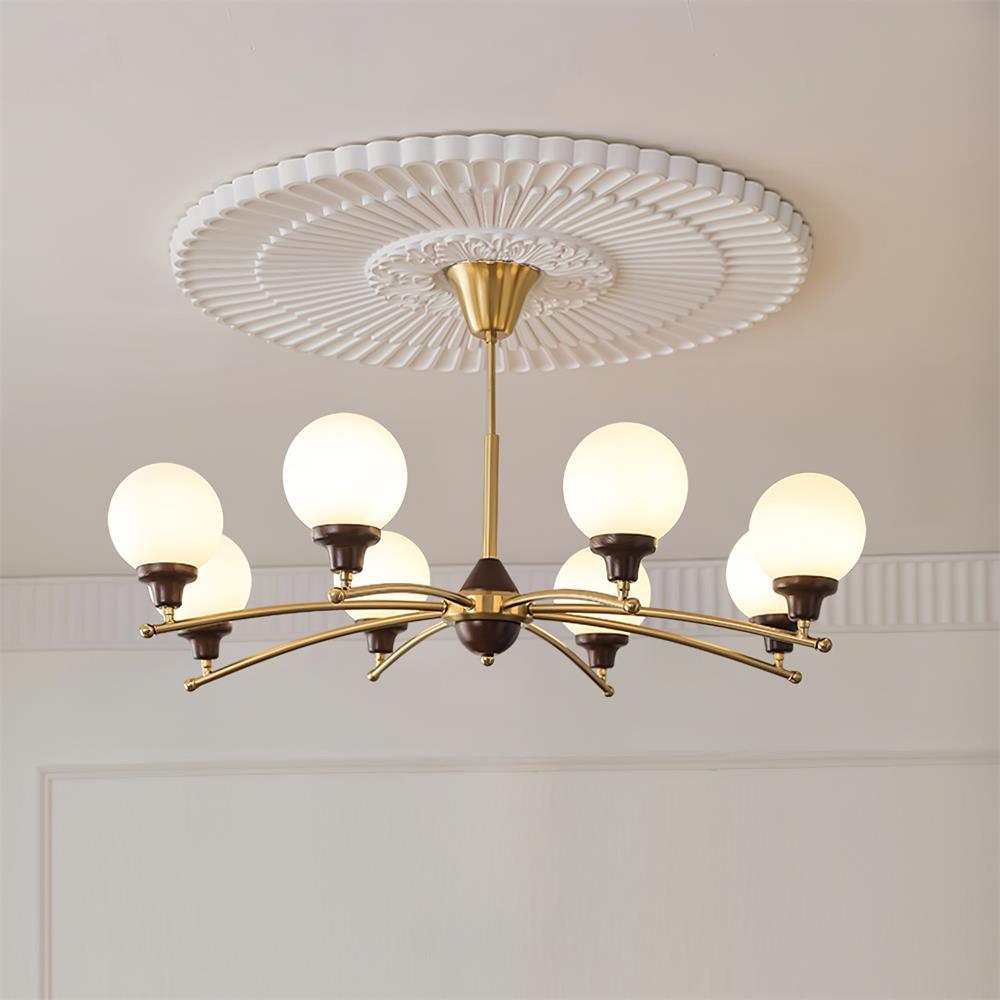 Sciolari Chandelier Walnut Wood Curved Arms - Letslighting