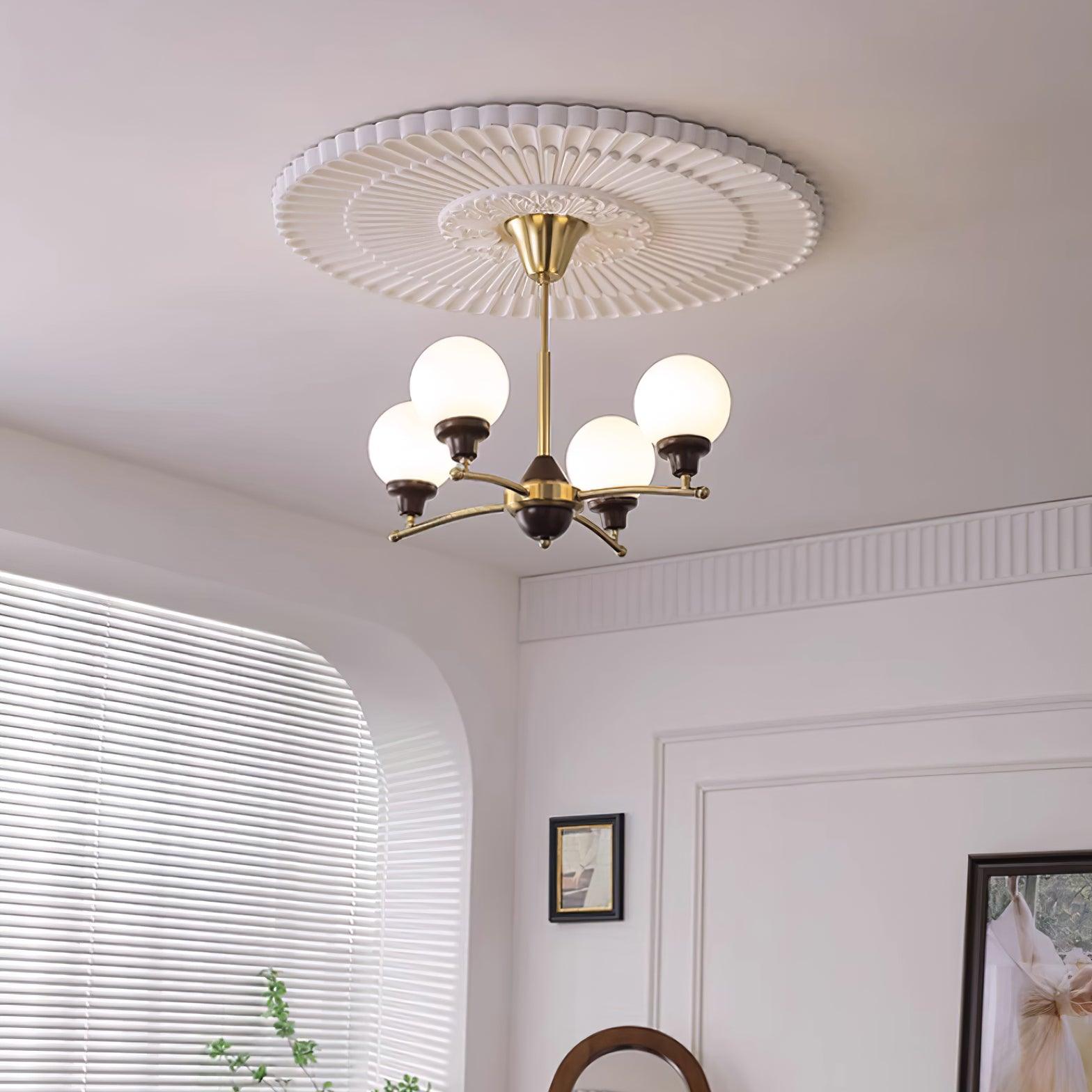 Sciolari Chandelier Walnut Wood Curved Arms - Letslighting