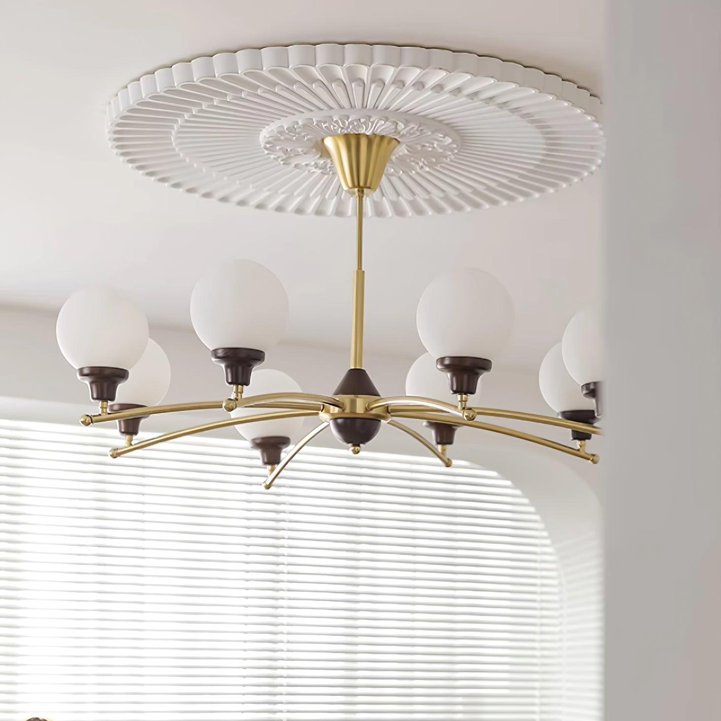 Sciolari Chandelier Walnut Wood Curved Arms - Letslighting