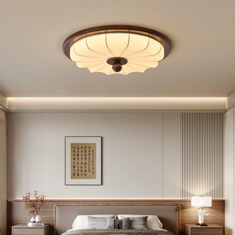 Seraphyne Moderne Tissu Bois Plafonnier Lumière