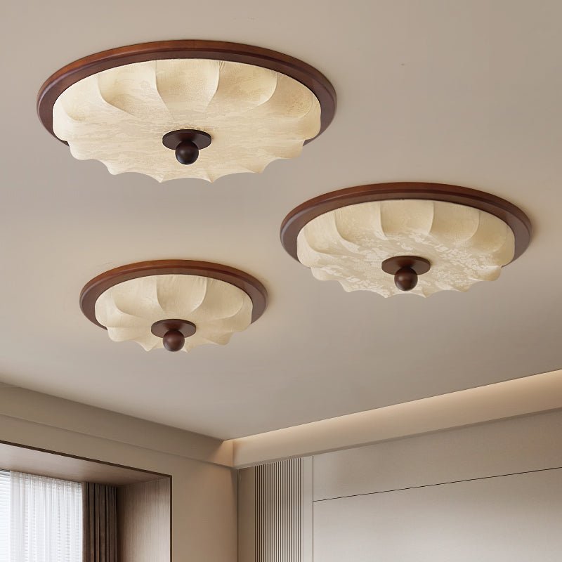 Seraphyne Moderne Tissu Bois Plafonnier Lumière