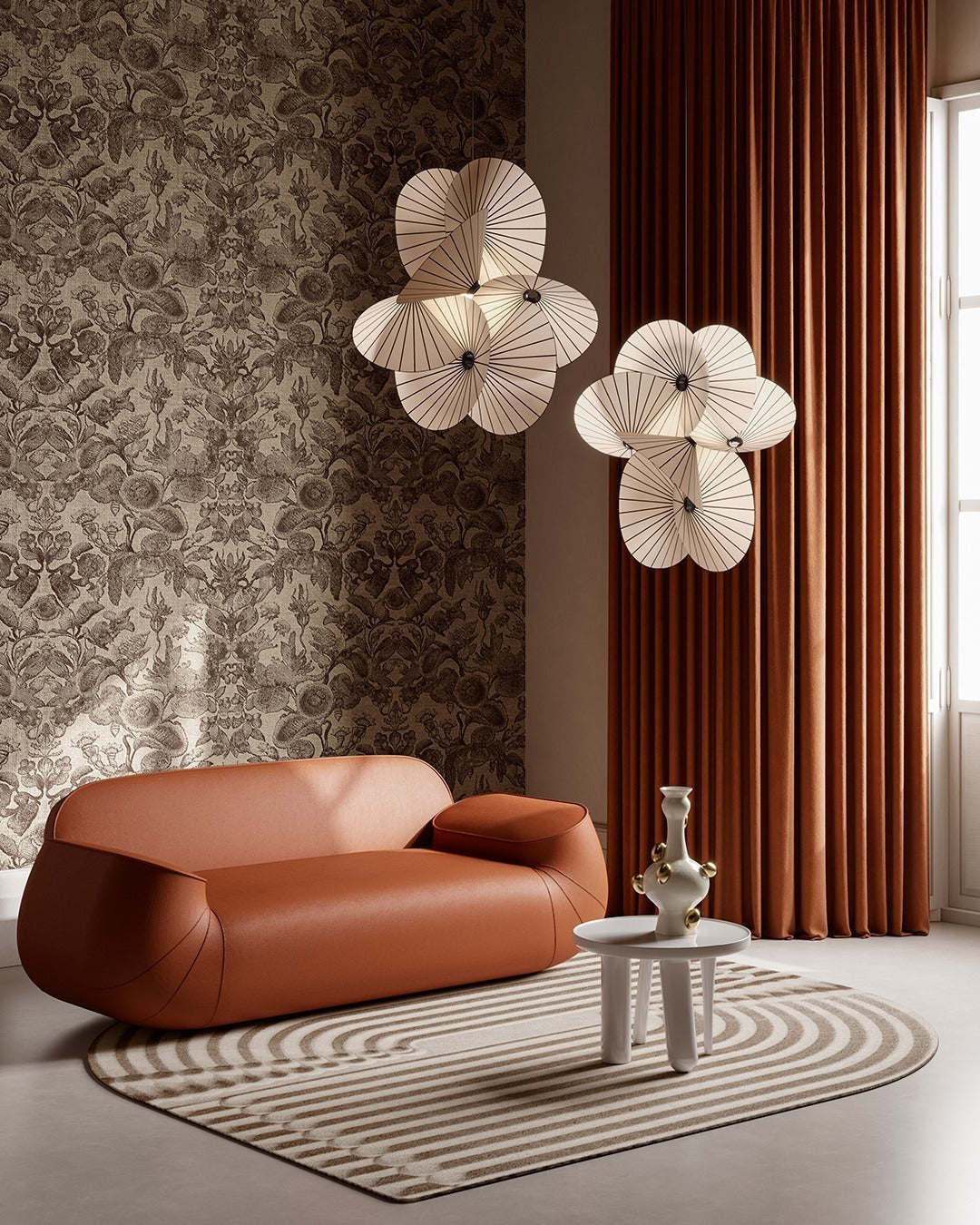 Zerinarae Individual Creativity Metal Fabric Pendant Light - Lamp Copper