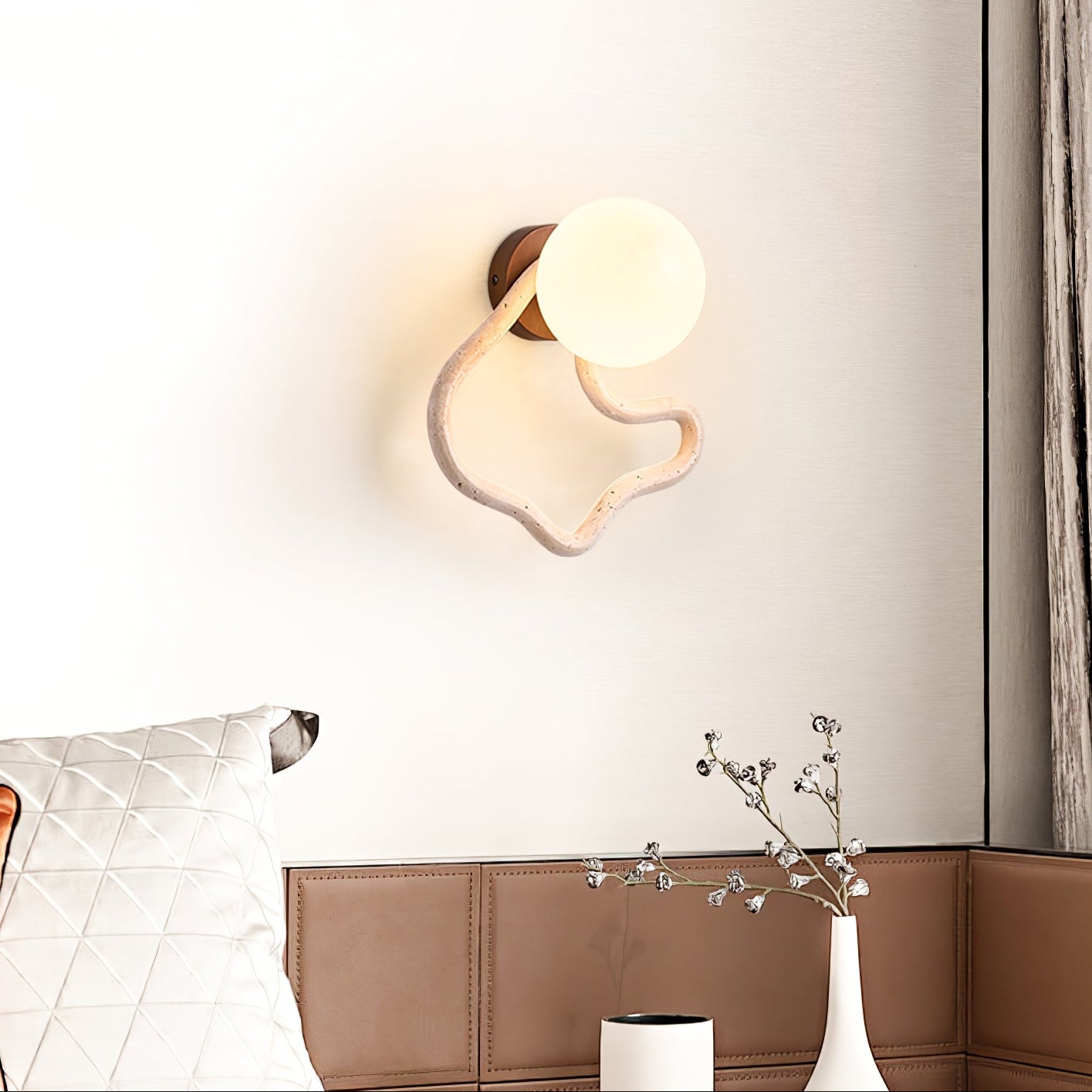 Serpentine Moderne Minimaliste Travertin Applique Murale