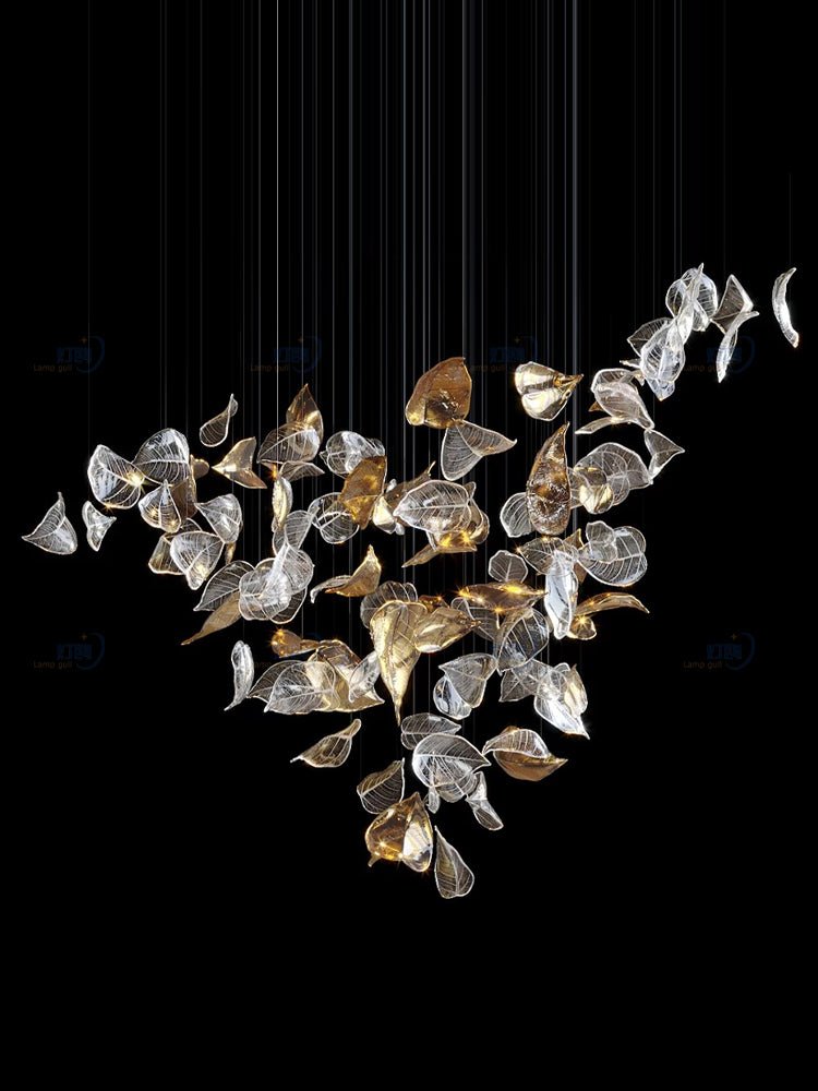 Cesilila Iridescent Metal Leaf Pendant Light - Blowlighting