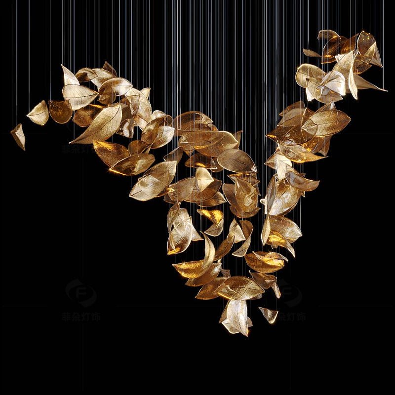 Cesilila Iridescent Metal Leaf Pendant Light - Blowlighting