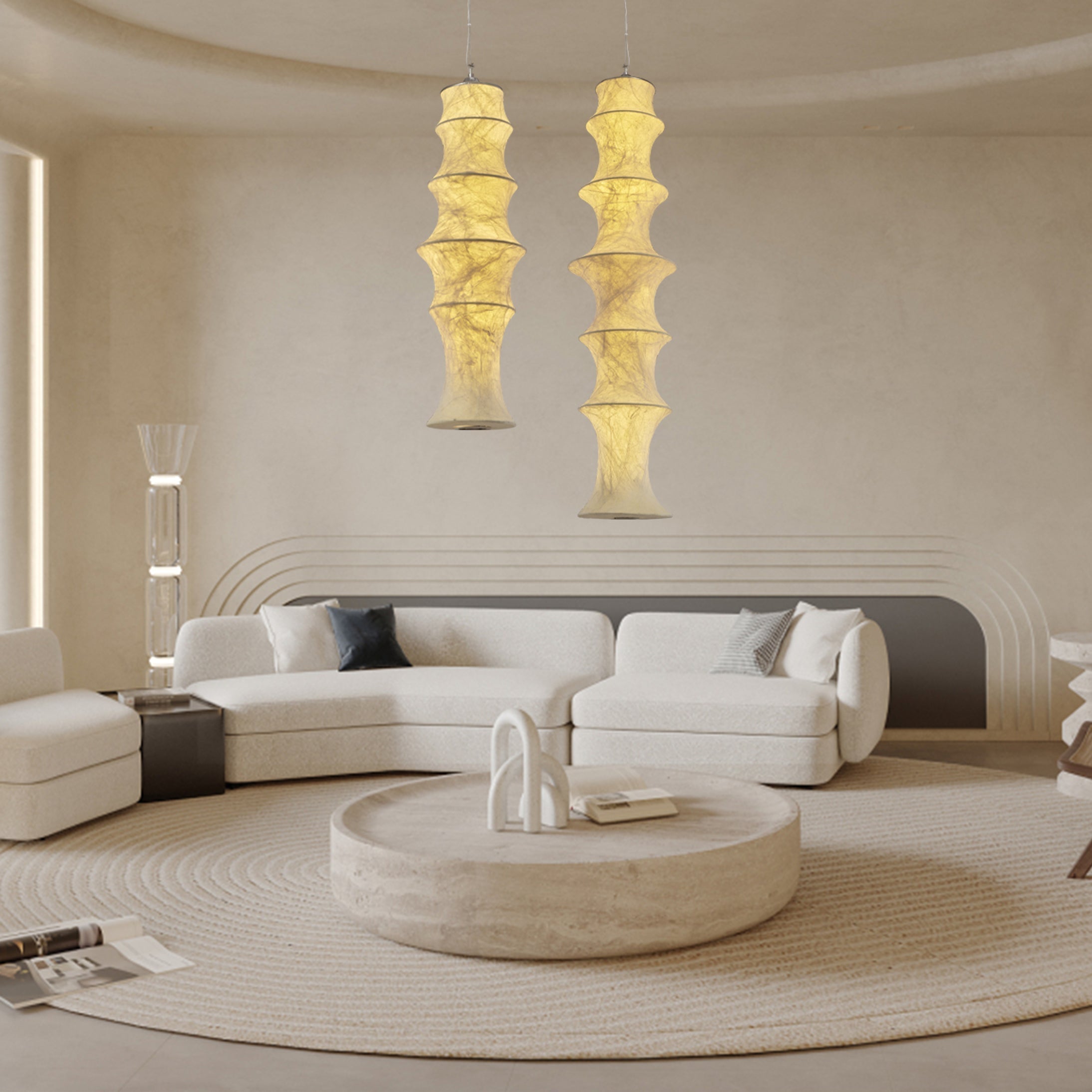 Elraeor Layered Mulberry Silk Pendant Light - Blowlighting