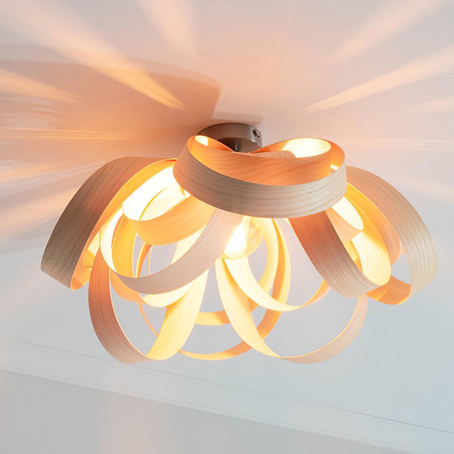 Veylo Wooden Ribbon Ceiling Lamp - Letslighting