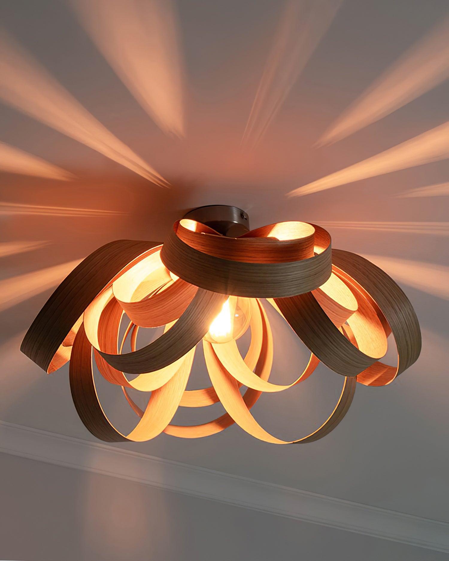 Veylo Wooden Ribbon Ceiling Lamp - Letslighting