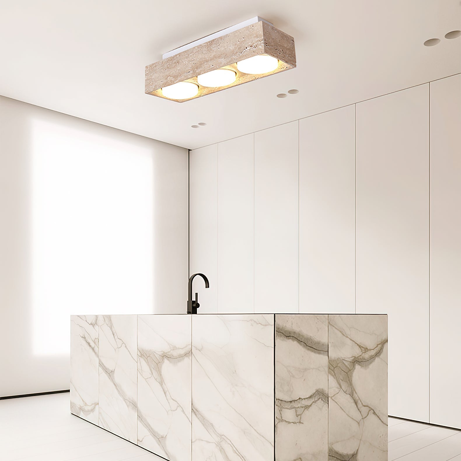 Virinira Quad-Spot Travertine Ceiling Light - Blowlighting