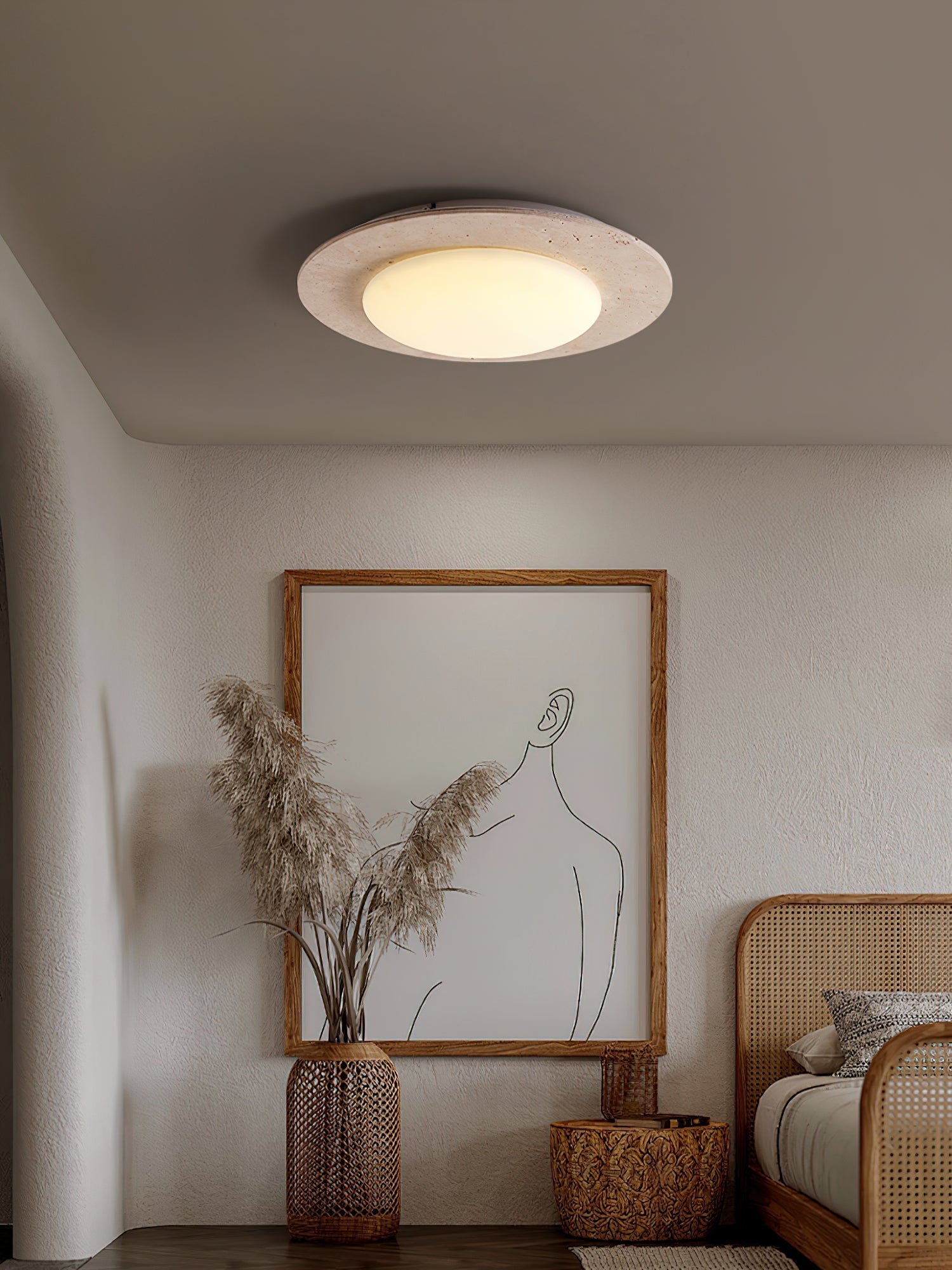Arsoror Flush-Mount Travertine Ceiling Light - Letslighting