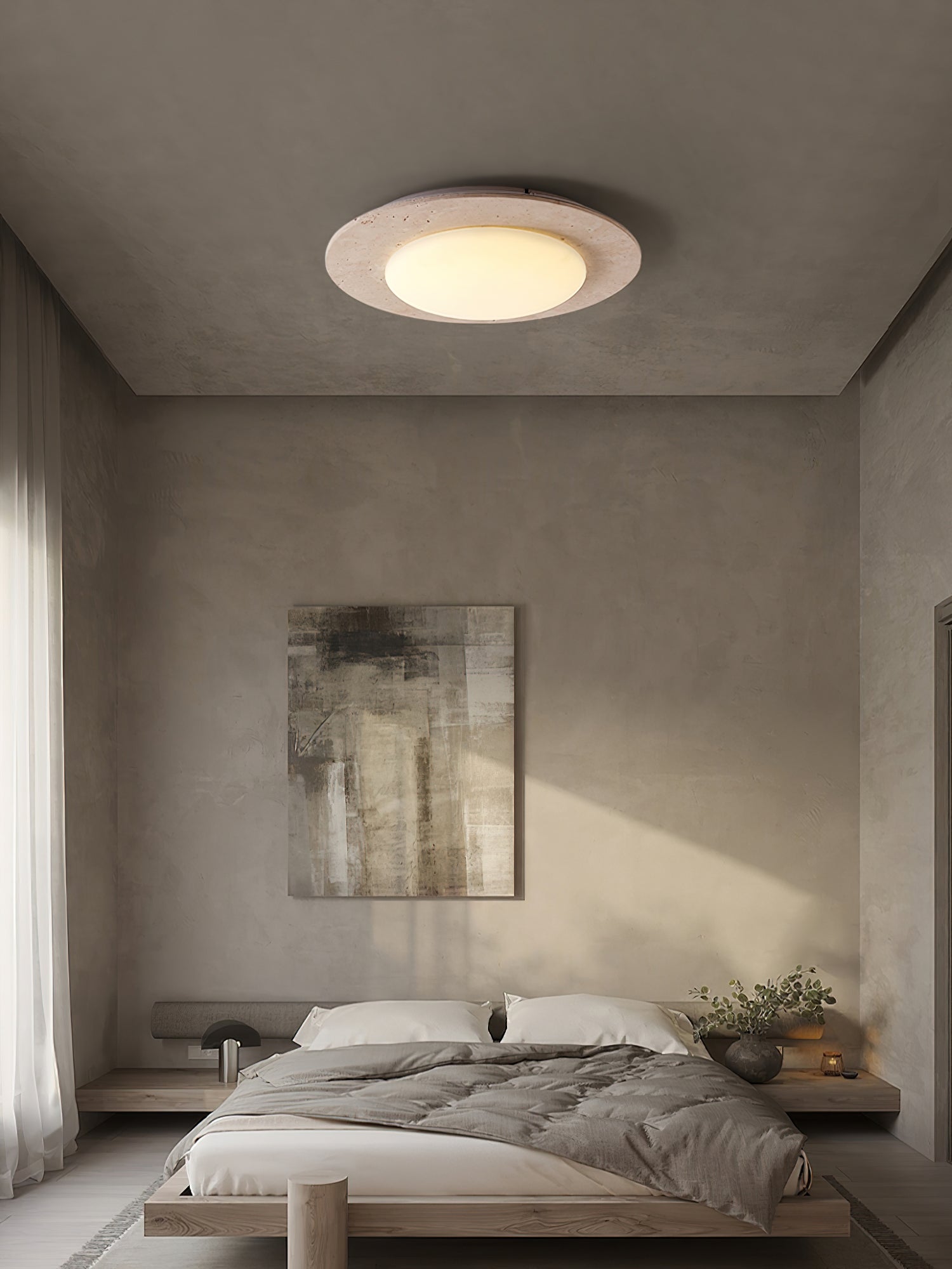 Arsoror Flush-Mount Travertine Ceiling Light - Letslighting