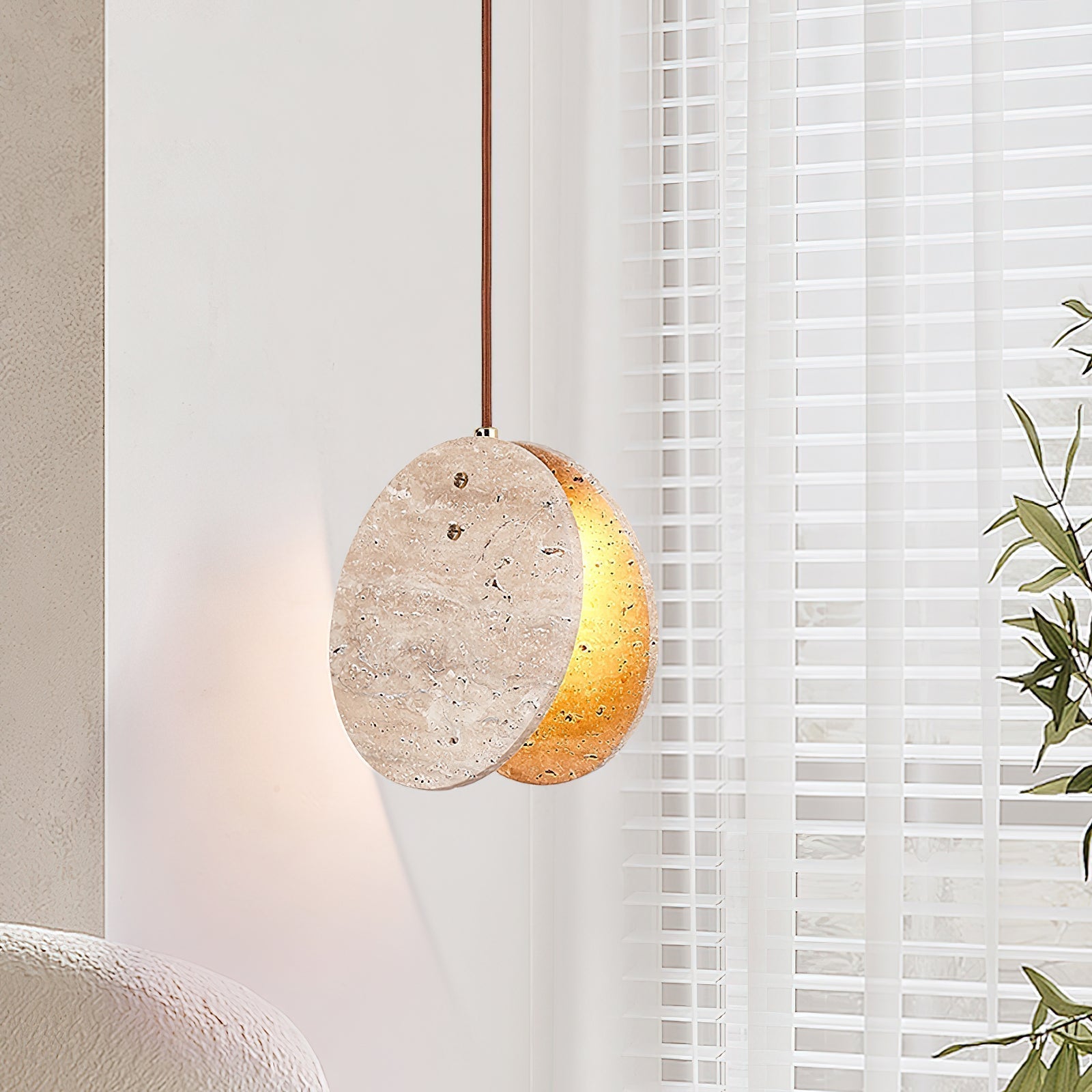 Lunarae Crescent Travertine Pendant Light - Letslighting
