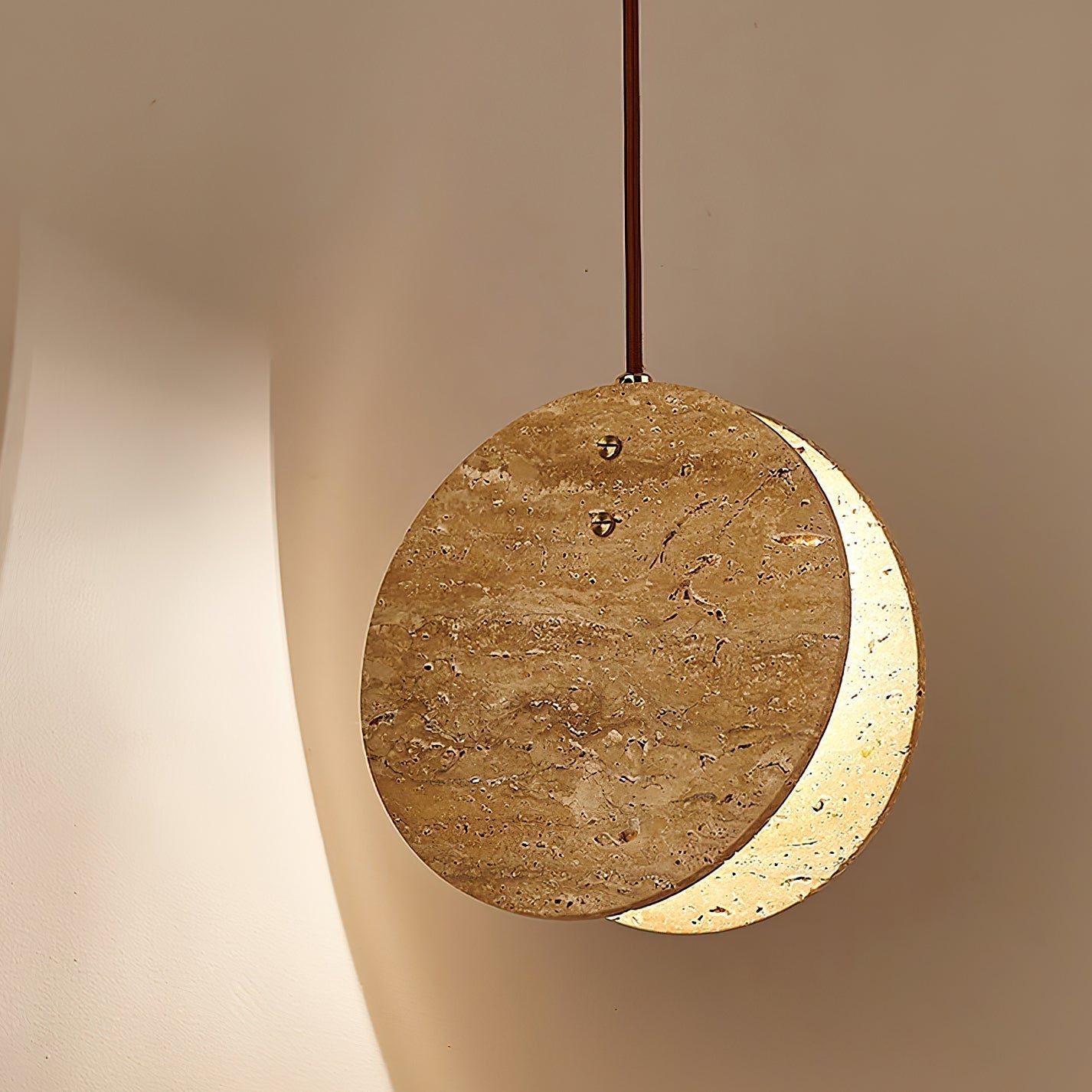 Lunarae Crescent Travertine Pendant Light - Letslighting