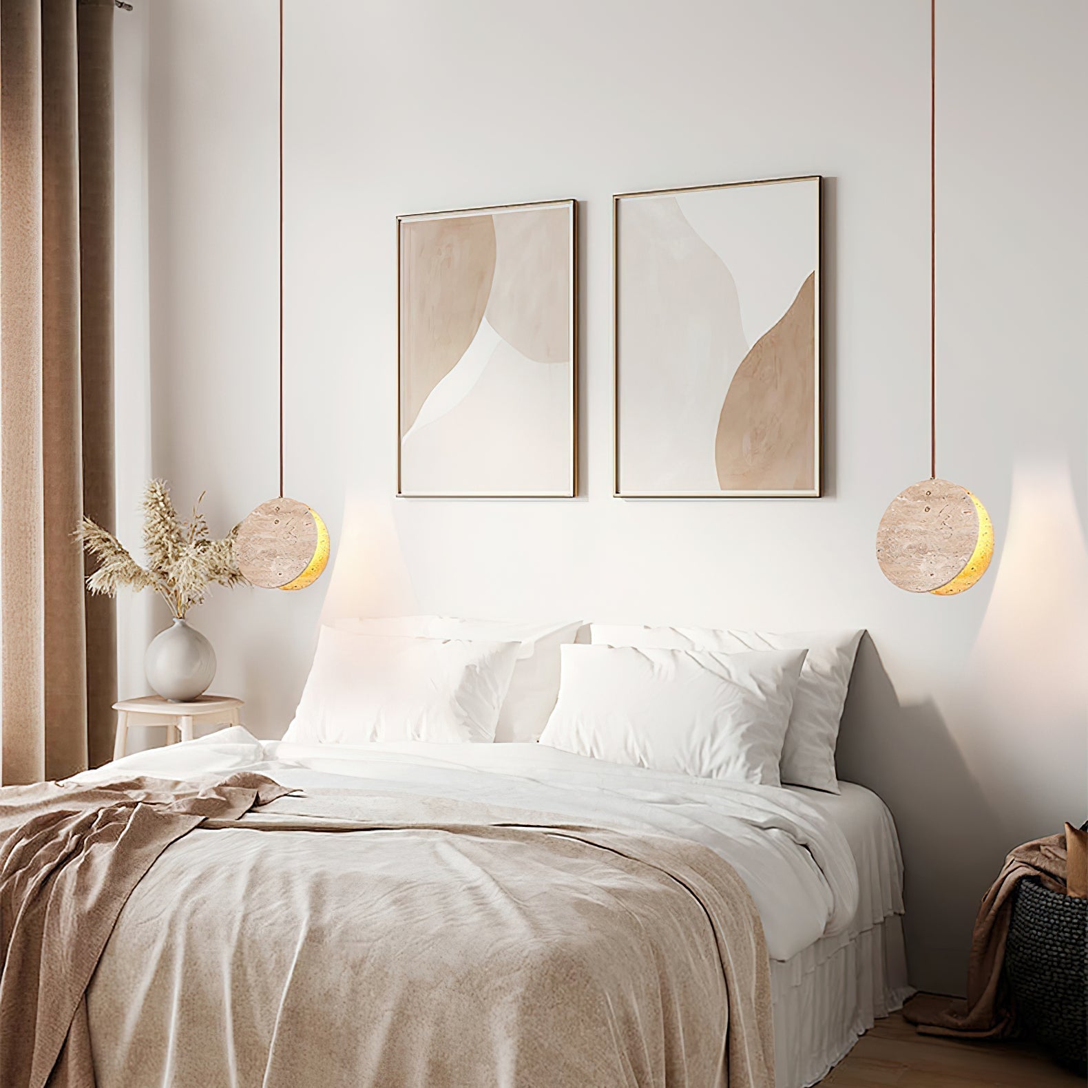 Lunarae Crescent Travertine Pendant Light - Letslighting